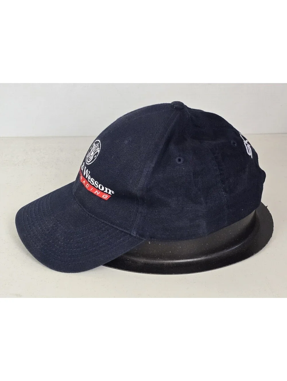Vtg Smith & Wesson Hat Cap Strapback Navy Blue Logo Firearms Gun SKI Motorsports